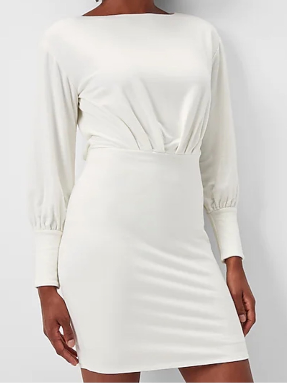 NWT Express Cream Pleat Front Sweatshirt Dress Size L